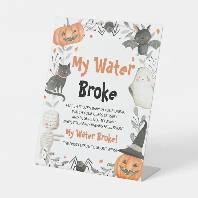 Signe De Table Sympathique Baby shower d'Halloween Mon Eau Broyé  (Recto)