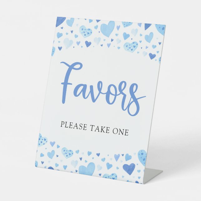 Signe De Table Sympathique Coeurs Bleus Saint Valentin Baby showe (Recto)