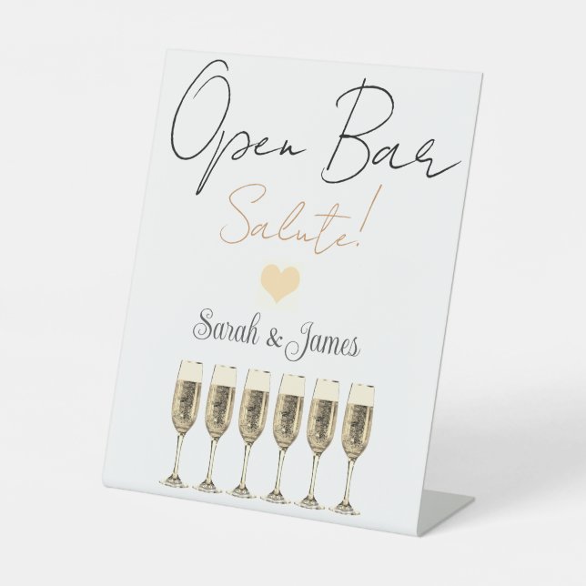 Signe De Table Sympathique mariage élégant à barres ouvertes numé (Recto)