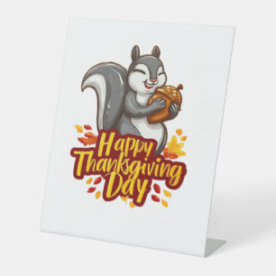 Signe De Table T-shirt classique Bon thanksgiving mignon écureuil
