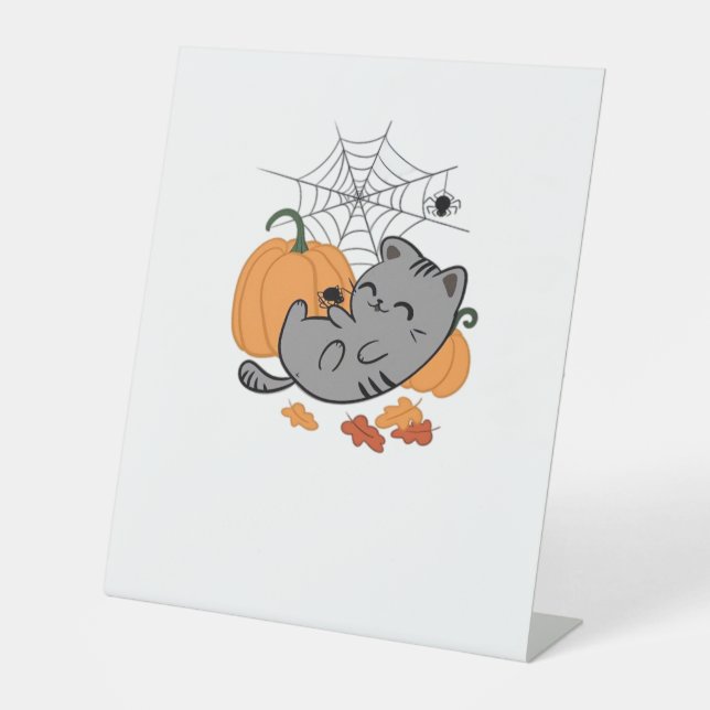 Signe De Table T-shirt classique Halloween Kitty et Spiders (Recto)
