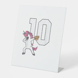 Signe De Table T-Shirt Licorne Dabbing Softball Numéro 10 - Softb