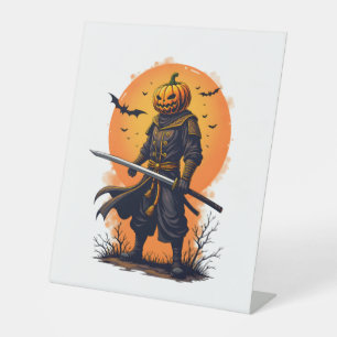 Signe De Table T-Shirt Pumpkin Samurai � Guerrier d'Halloween
