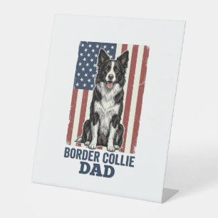 Signe De Table T-shirt vintage chien patriote papa Border Collie