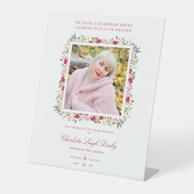 Signe De Table Table commémorative mariage Rouge & rose Shades Ga (Recto)