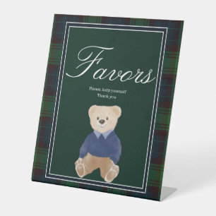 Signe De Table Table de baby shower pour ours en peluche vert