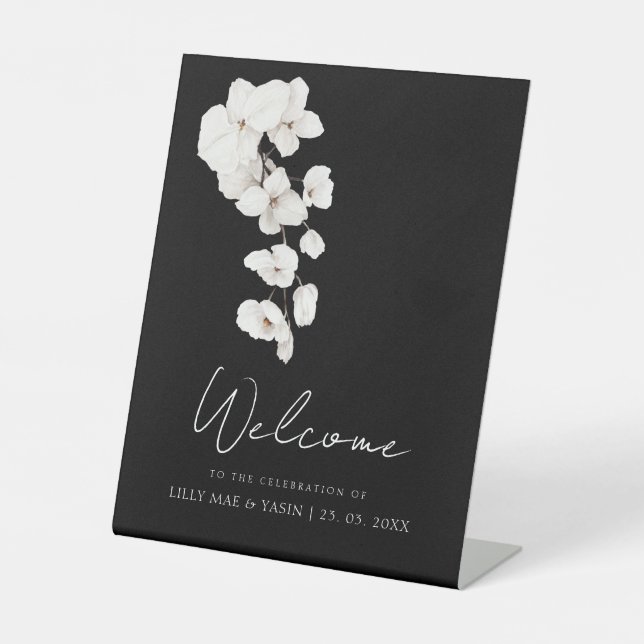 Signe De Table Table de bienvenue de mariage moderne orchidée noi (Recto)