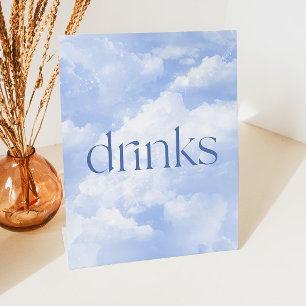 Signe De Table Table de boissons Nuages Étincelants Bleus