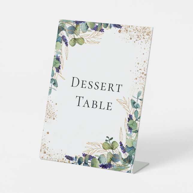 Signe De Table Table de dessert élégante avec verdure d'eucalyptu (Recto)