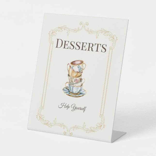 Signe De Table Table de desserts pour un thé d'après-midi élégant (Recto)