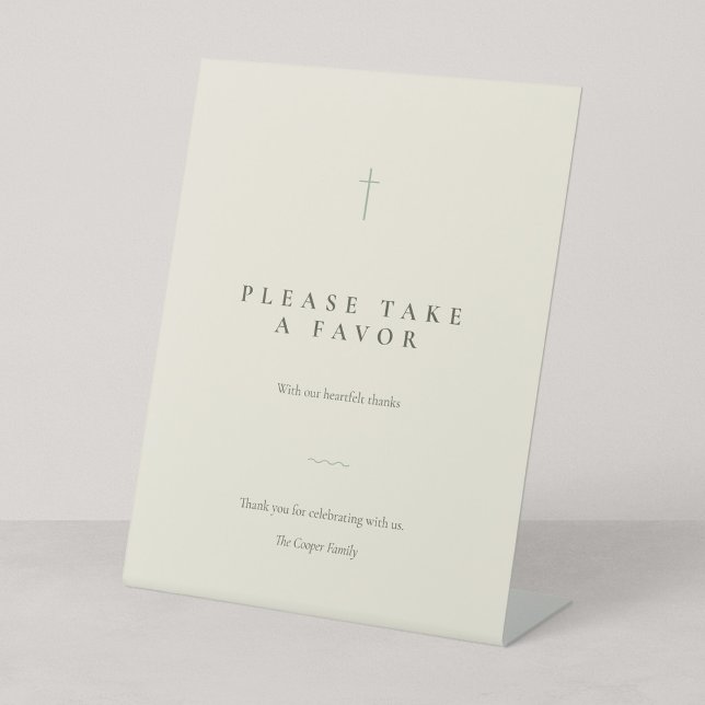 Signe De Table Table de faveur de croix chrétienne minimale Grace (Grace | Sage - Please Take a Favor 8 x 10" Freestanding Pedestal Sign)