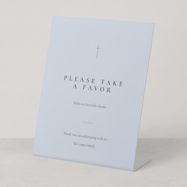 Signe De Table Table de faveur de croix chrétienne minimale Grace (Grace | Blue - Please Take a Favor 8 x 10" Freestanding Pedestal Sign)