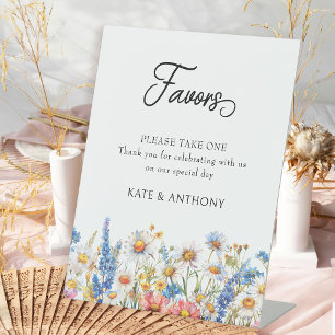 Signe De Table Table de faveur de mariage floral de fleurs sauvag