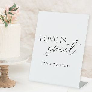 Signe De Table Table de mariage moderne noir et blanc Love is Swe