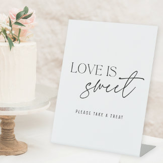 Signe De Table Table de mariage moderne noir et blanc Love is Swe