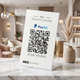 Signe De Table Table de paiement minimaliste à code QR PayPal à b