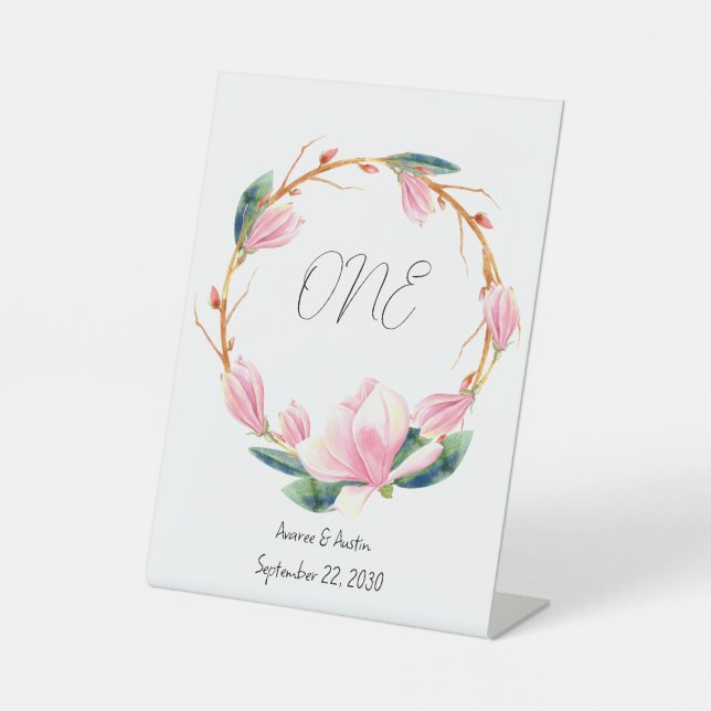 Signe De Table Table Magnolias Rose (Recto)