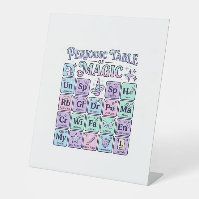 Signe De Table Table périodique licorne de magie Graphisme Mer (Recto)