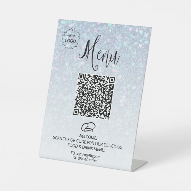 Signe De Table *~*Table Tente Parties scintillant Menu Piédestal  (Recto)