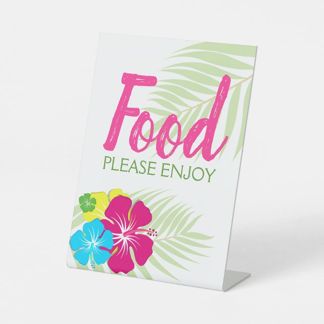 Signe De Table Table tropicale luau Hawaiian Hibiscus (Tropical Luau Hawaiian Hibiscus Food Table Party Pedestal Sign)