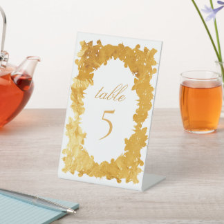 Signe De Table Table Vintage de couronnes botaniques Gold Foil