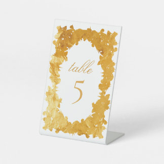Signe De Table Table Vintage de couronnes botaniques Gold Foil