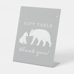 Signe De Table Tableau Cadeau Baby shower de Mama gris neige à l'