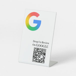 Signe De Table Tableau de code QR pour avis Google sur pied