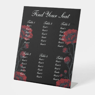 Signe De Table Tableau de mariage gothique aux roses noires et ro