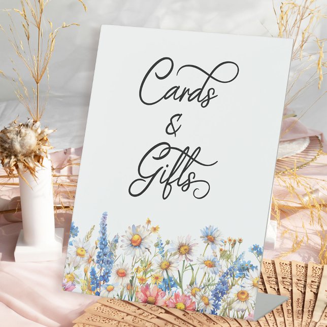 Signe De Table Tableau des cartes de mariage et des cadeaux des F (Cards & Gifts Table Sign from the Country Wildflower Wedding Collection by Darling & May)