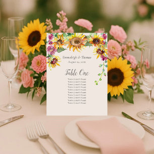 Signe De Table Tableau Sièges Fleuron de tournesol
