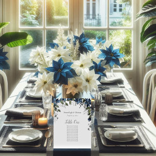 Signe De Table Tableau Sièges Poinsettia Floral Navy Bleu