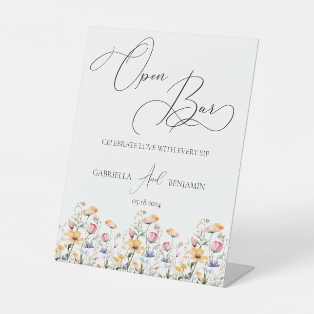 Signe De Table Tablet PC Fleur sauvage Open Bar Mariage (Recto)