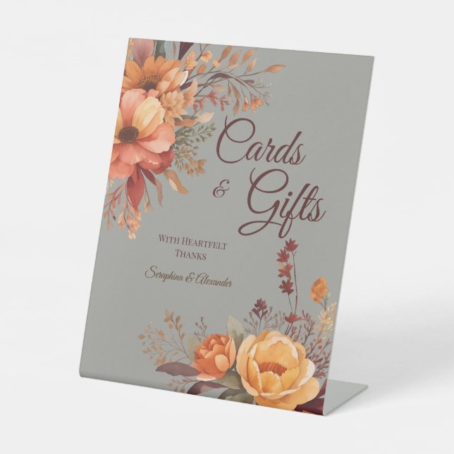 Signe De Table Tabletop de mariage floral rustique aquarelle d'au (Recto)