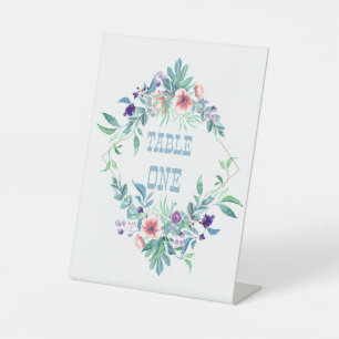 Signe De Table Tablette florale rose et violet