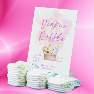 Signe De Table Tablier Raffle bébé Safari animal en rose