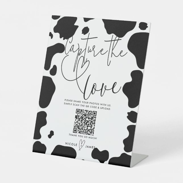 Signe De Table Taches de vache laitière noir blanc mariage captur (Recto)