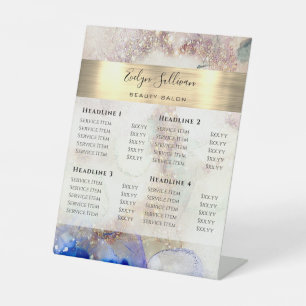Signe De Table Tarif Aquarelle parties scintillant et Gold Foil