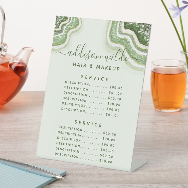 Signe De Table Tarif de l'entreprise en géode d'agate verte émera (In SItu)