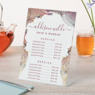 Signe De Table Tarif de service à l'encre liquide moderne violet 