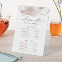 Tarif de service en marbre blanc agate or rose chi