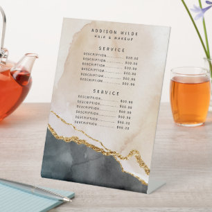 Signe De Table Tarif de service en marbre rose or noir aquarelle