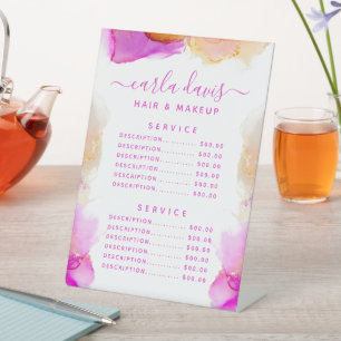Signe De Table Tarif du service d'encre rose orange Script Signat