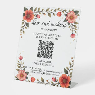 Signe De Table Tarif numérique QR simple noir et blanc