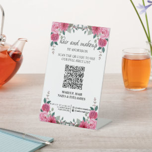 Signe De Table Tarif numérique QR simple noir et blanc