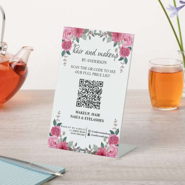 Signe De Table Tarif numérique QR simple noir et blanc  (In SItu)