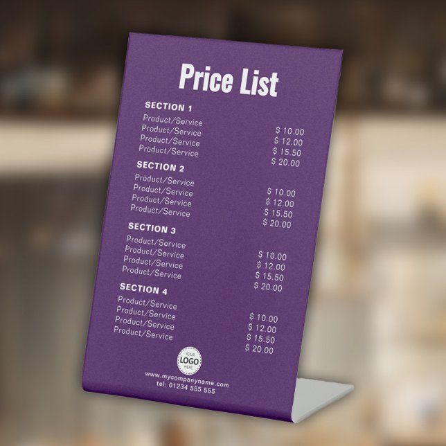 Signe De Table Tarif personnalisé ou services Simple moderne viol (Créateur téléchargé)