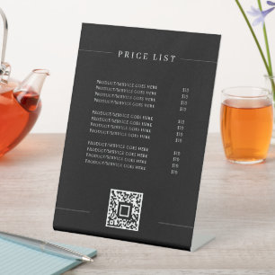 Signe De Table Tarif Simple Minimaliste Élégant Noir