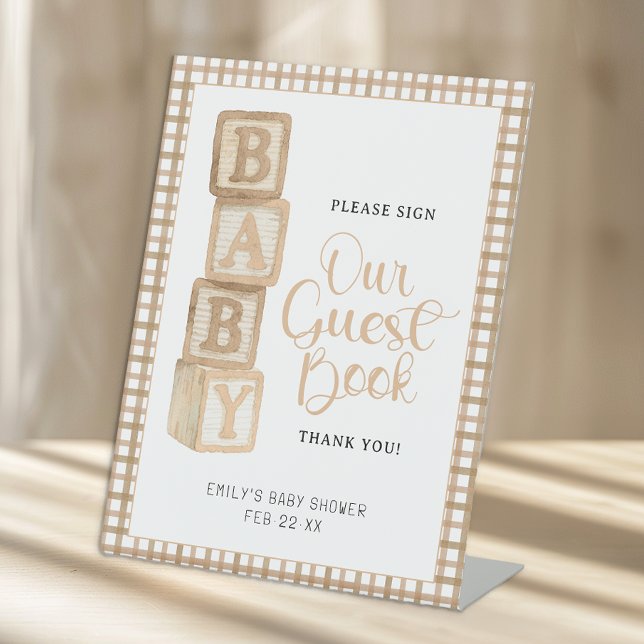 Signe De Table Taupe Baby Blocks Please Sign Our Guest Book Sign (Guest Book Sign)