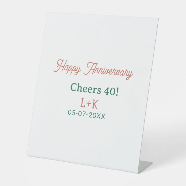 Signe De Table Tchin 40 joyeux anniversaire orange vert nom date (Recto)